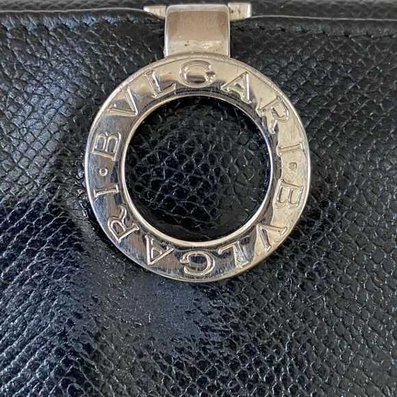 BVLGARI Black Leather Long Wallet with Teal Blue Interior and Silver Hardware. - Picture 6 of 15